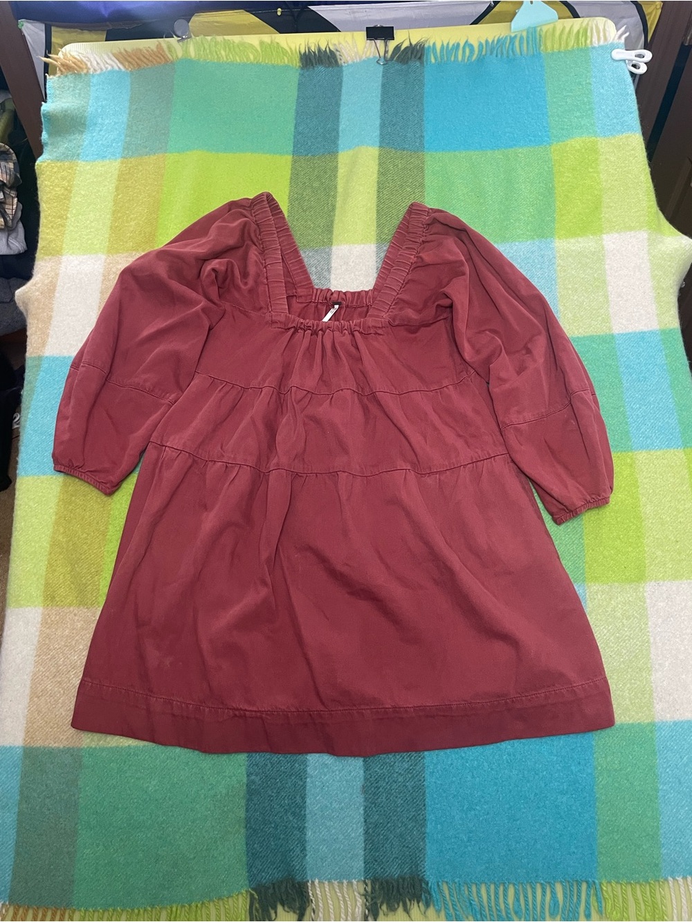 Free People Denim Lou Jean Babydoll Dress Rust